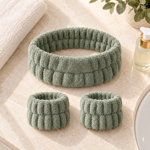 Homelaroq Absorbent Spa Headband & Wristband Set