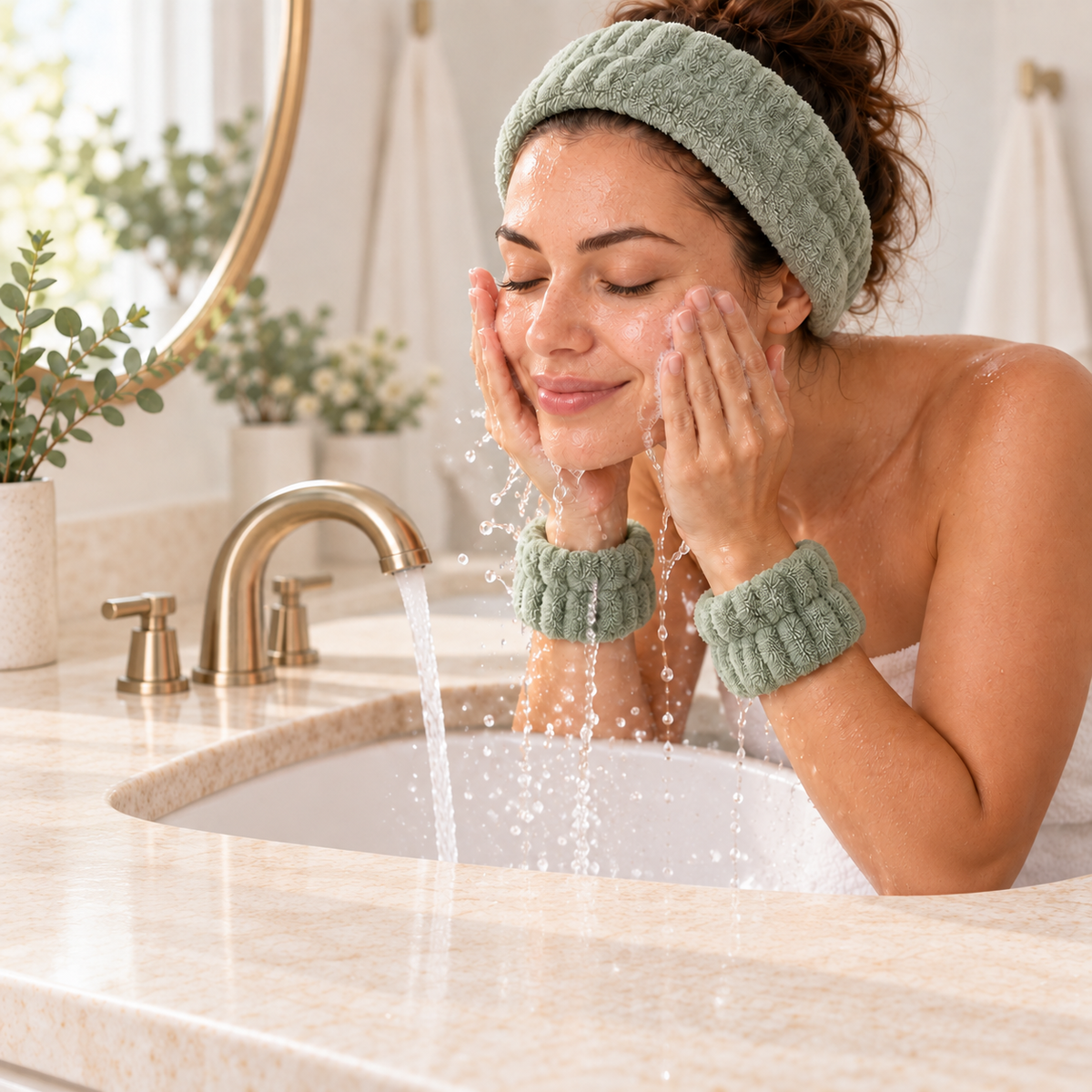 Homelaroq Absorbent Spa Headband & Wristband Set