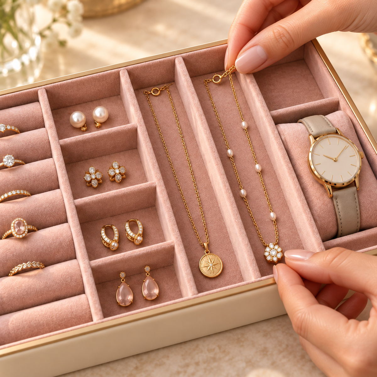 Homelaroq Tidy Tray Velvet Jewelry Organizer
