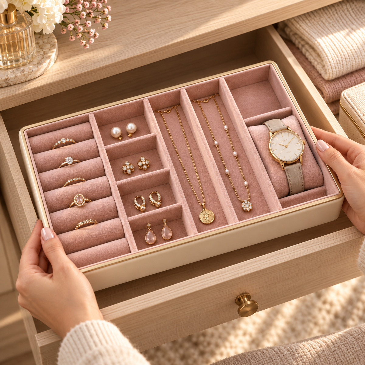 Homelaroq Tidy Tray Velvet Jewelry Organizer