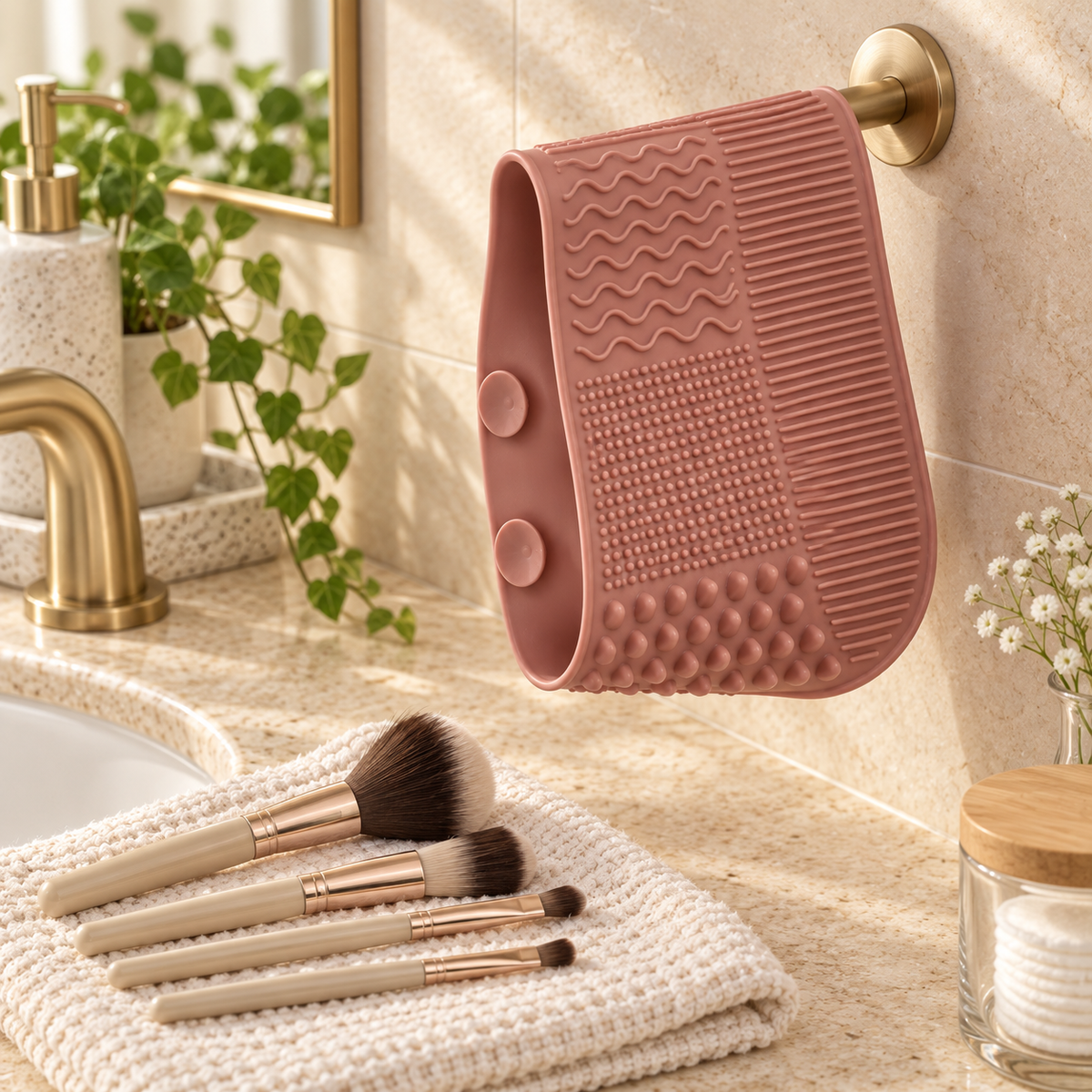 Homelaroq Textured Silicone Brush Cleaning Mat